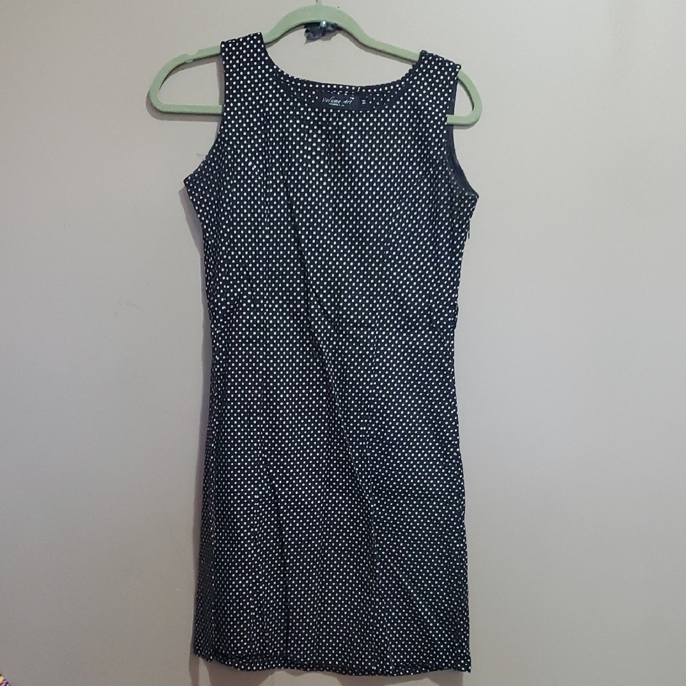 Volume Art Fashion Park Black Polka Dot Dress Size Medium